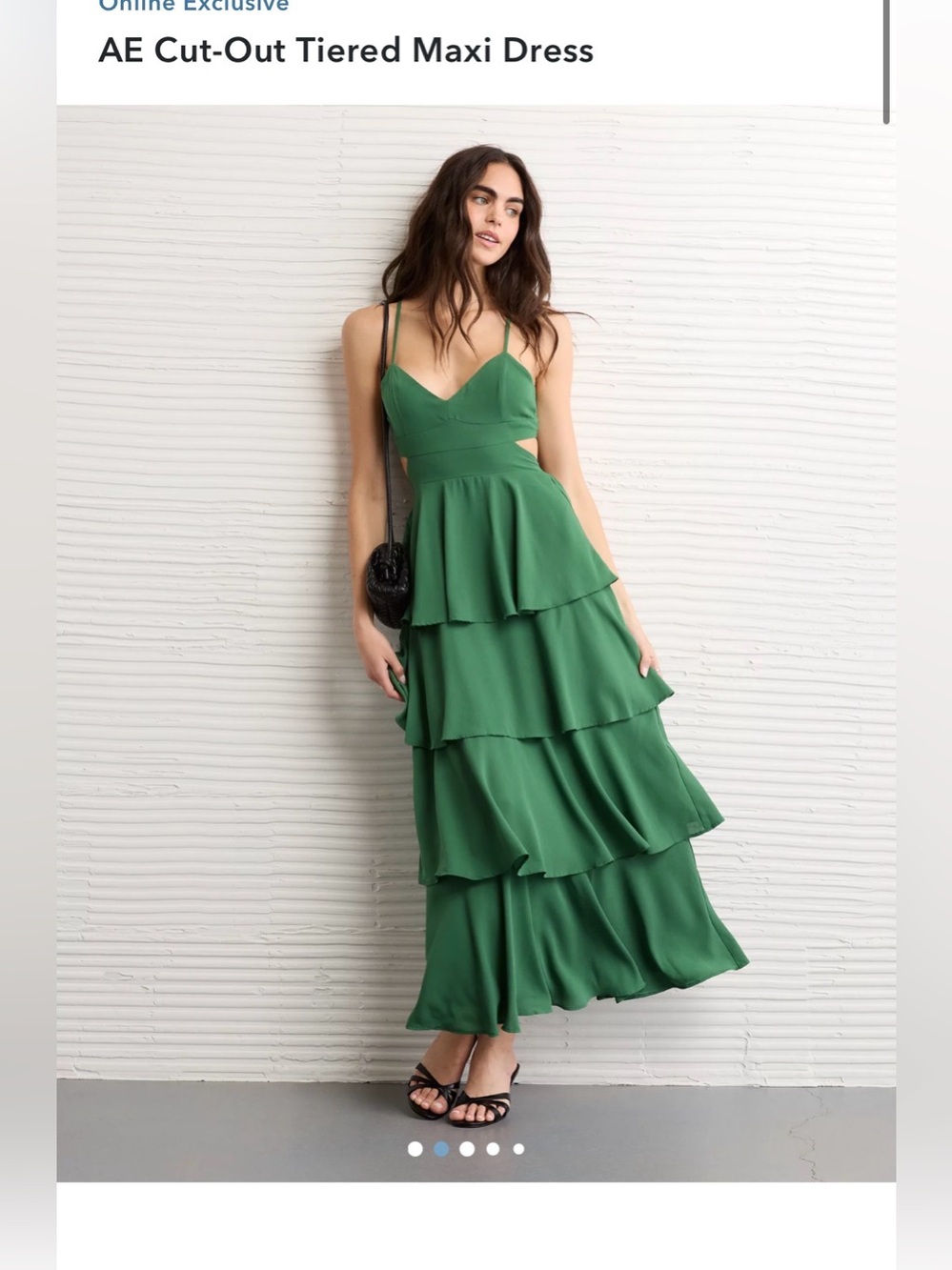 American Eagle Outfitters Green Tiered Ruffle Maxi Dress L